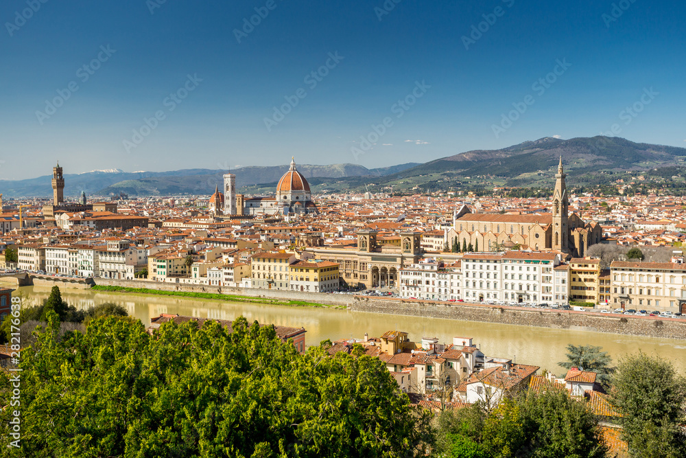 Florence, Italy. Panoramic view of the city and Arno river