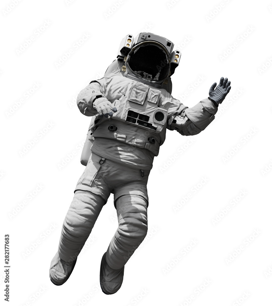 astronaut floating in outer space, isolated on white background astronaut floating in outer space, isolated on white background