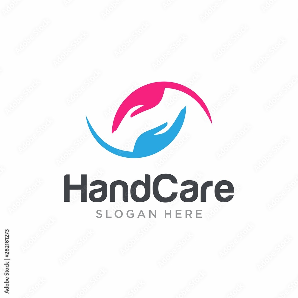 hand care logo design template 