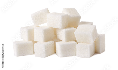 Sugar cubes isolated on white background.