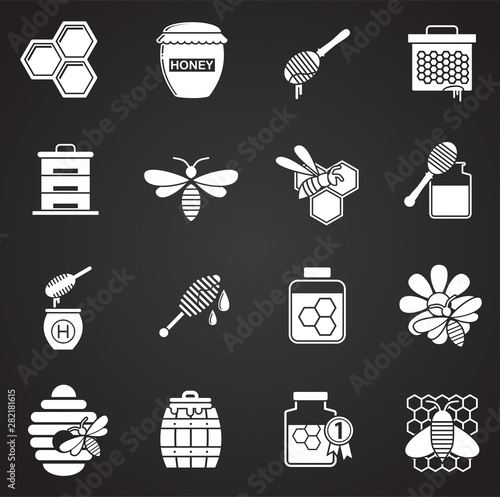 Beekeeping related icons set on background for graphic and web design. Simple illustration. Internet concept symbol for website button or mobile app.