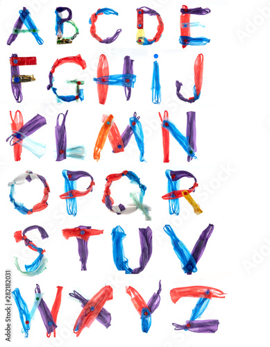Alphabet, font from plastic bags