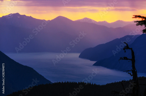 Mountains at sunset in Canada