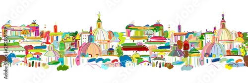 Cityscape background, seamless pattern for your design