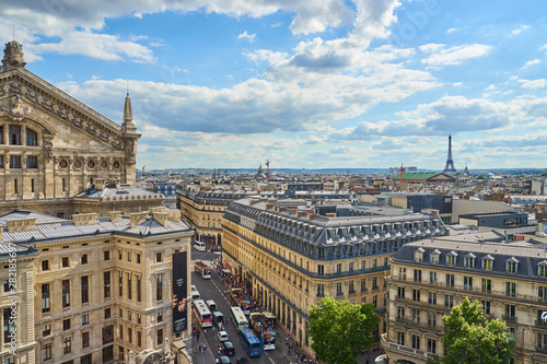 View over Paris with Opéra and Eiffel Tower / Taken from the Rooftop Balkony of the famous shopping centre Galeries Lafayette © marako85