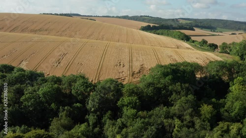 West Sussex countryside aerial with farmers fields, UK photo