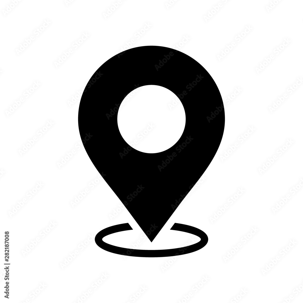 Black map pin vector icon. Map pin concept for logo element web and mobile. Map pin illustration isolated on white background Black map pin vector icon. Map pin concept for logo element web and mobile. Map pin illustration isolated on white background