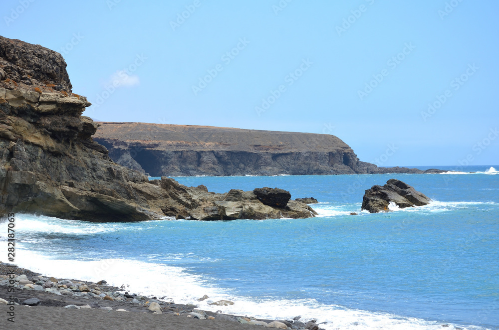 Volcanic and Black West Coastline of Fuertevetura, Canary Islands
