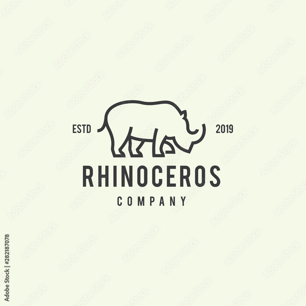 Rhinoceros Logo Design Template Inspiration - Vector