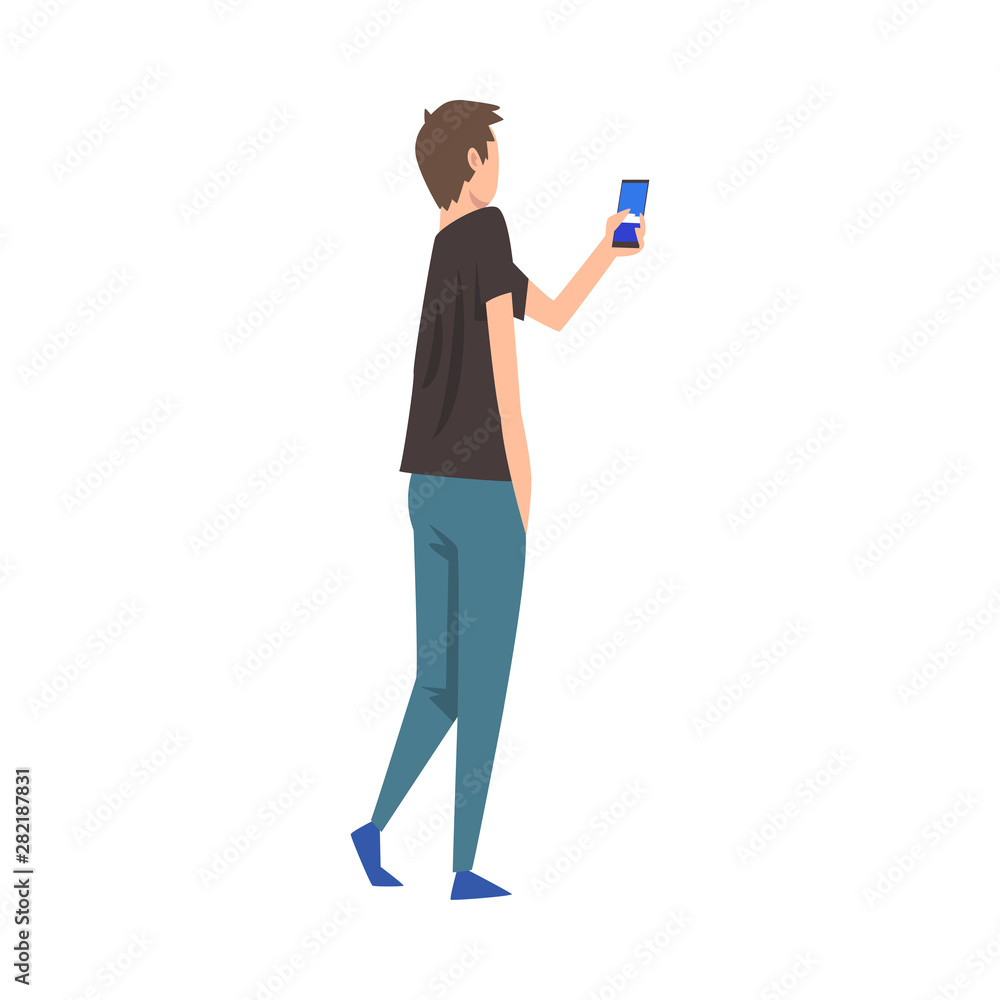 Young man photographing, guy taking photo using smartphone vector Illustration isolated on a white background. Young man photographing, guy taking photo using smartphone vector Illustration isolated on a white background.