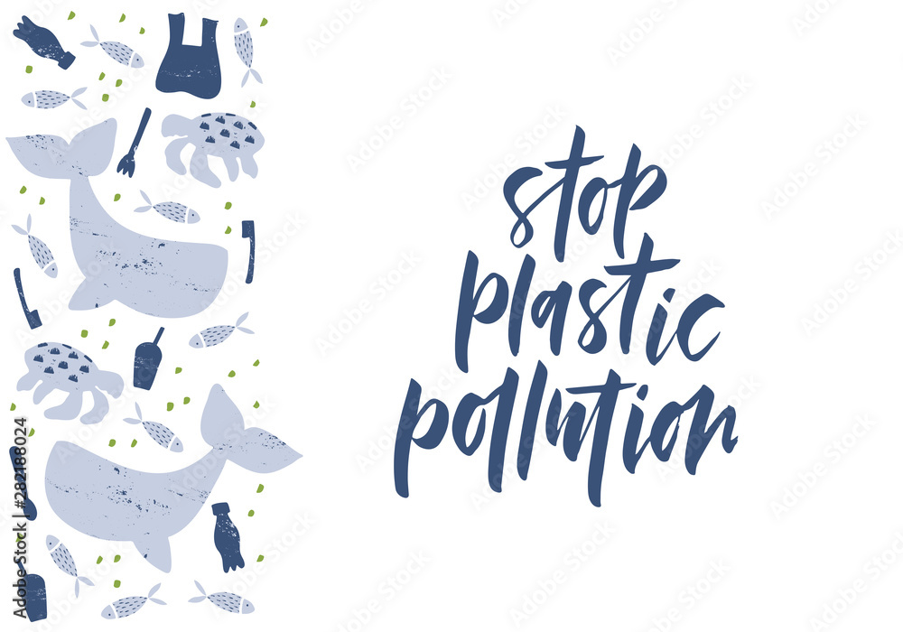 Stop plastic pollution banner template