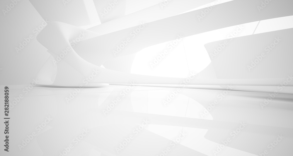 White smooth abstract architectural background. 3D illustration and rendering