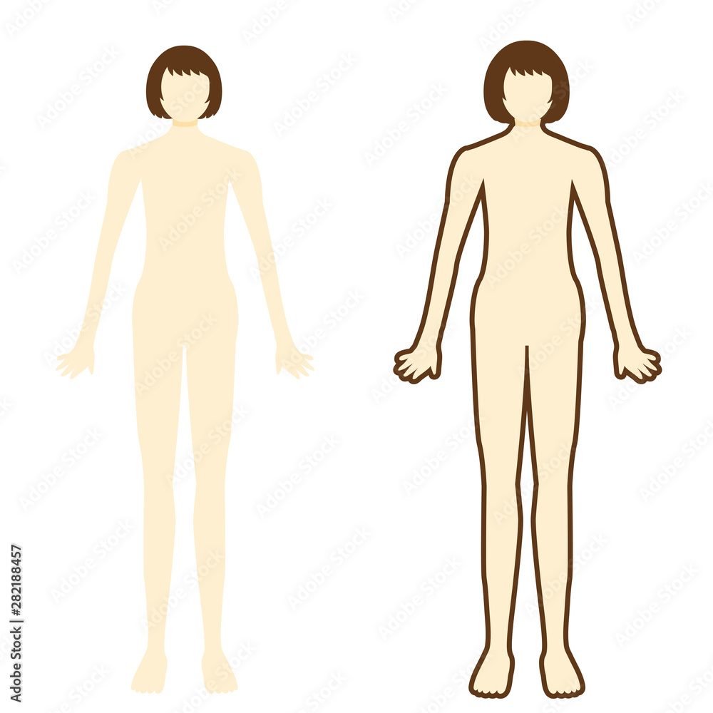 女性 裸体 全身 正面フチ有無 Stock Vector Adobe Stock