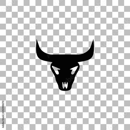 Bull skull icon flat