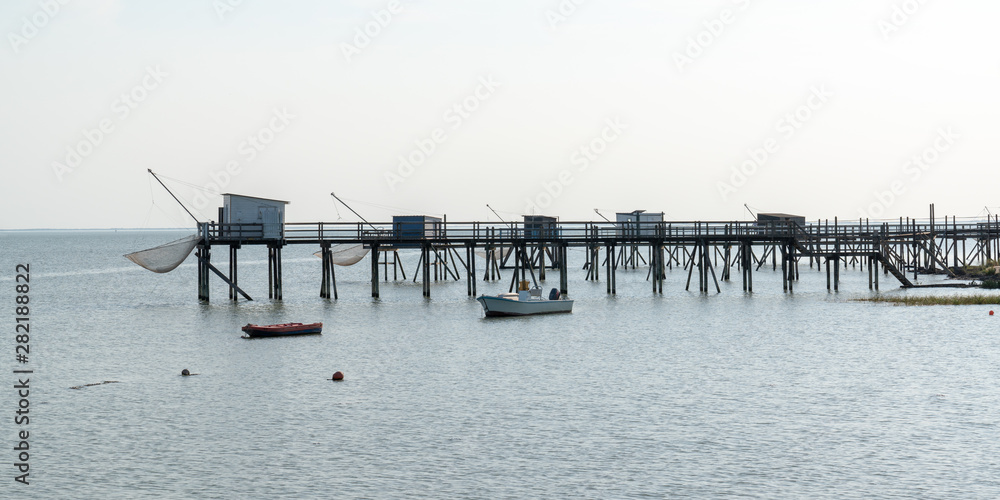 Fishing pontoons in Fouras Charente Maritime France in web banner template header Fishing pontoons in Fouras Charente Maritime France in web banner template header