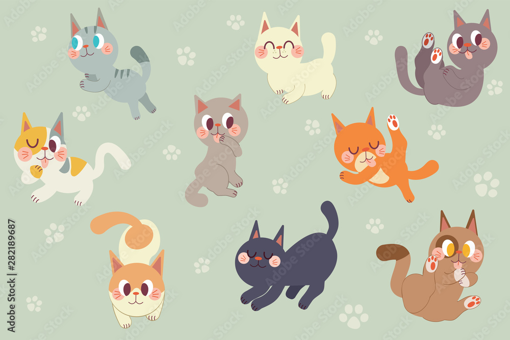 Cute cartoon cats character pack