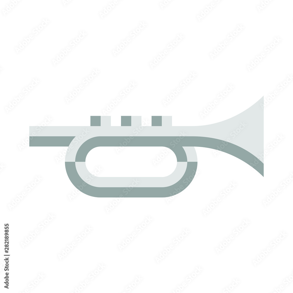 Silver flat trumpet icon. klaxon symbol. Silver flat trumpet icon. klaxon symbol.