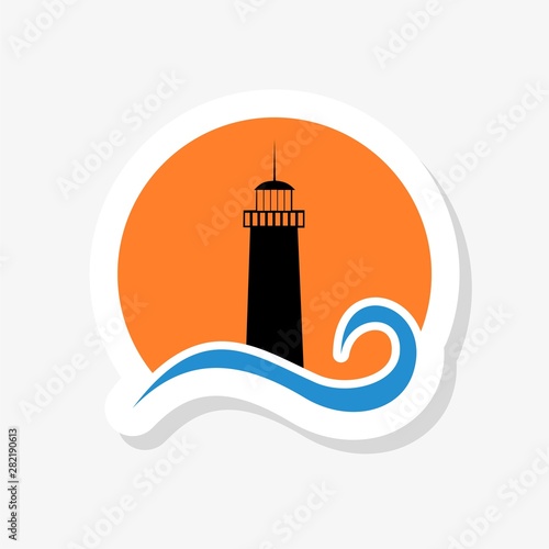 Lighthouse Sticker Modern. Lighthouse Logo Icon Isolated On White Background