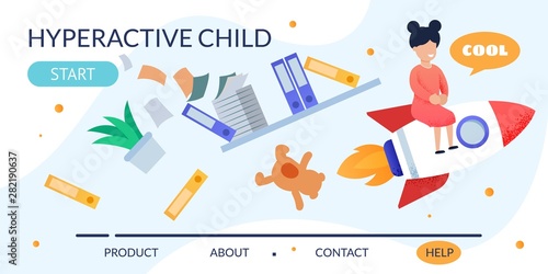 Hyperactive Child on Rocket Metaphor Landing Page