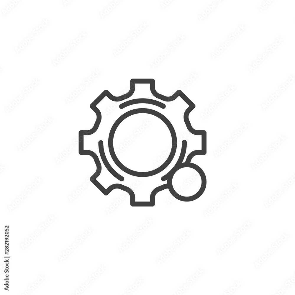 Settings notification line icon. linear style sign for mobile concept and web design. Gear notice outline vector icon. Symbol, logo illustration. Vector graphics