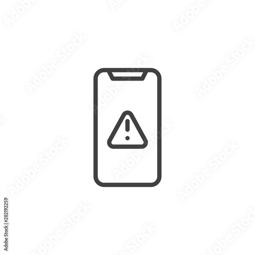Free Download Mobile phone warning alert, attention line icon. linear style sign for mobile concept and web design. Smartphone with exclamation point outline vector icon. Symbol, logo illustration. Vector graphics - GFXLoad
