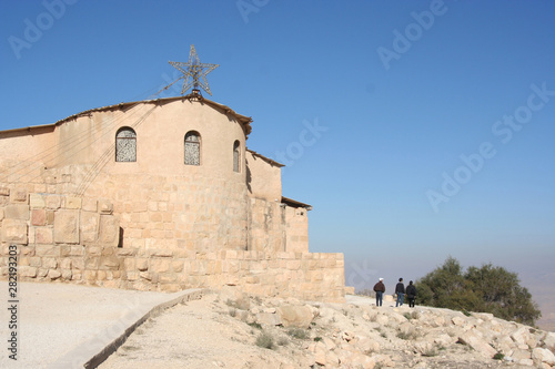 Christian church and monastry on mount Nebo in Jordan