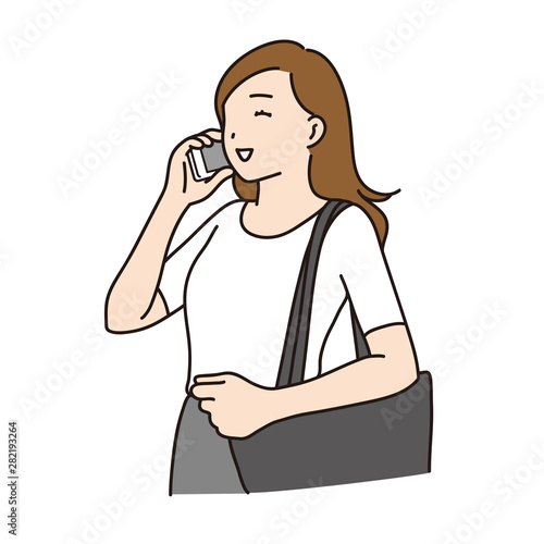 女性　電話　スマホ　営業