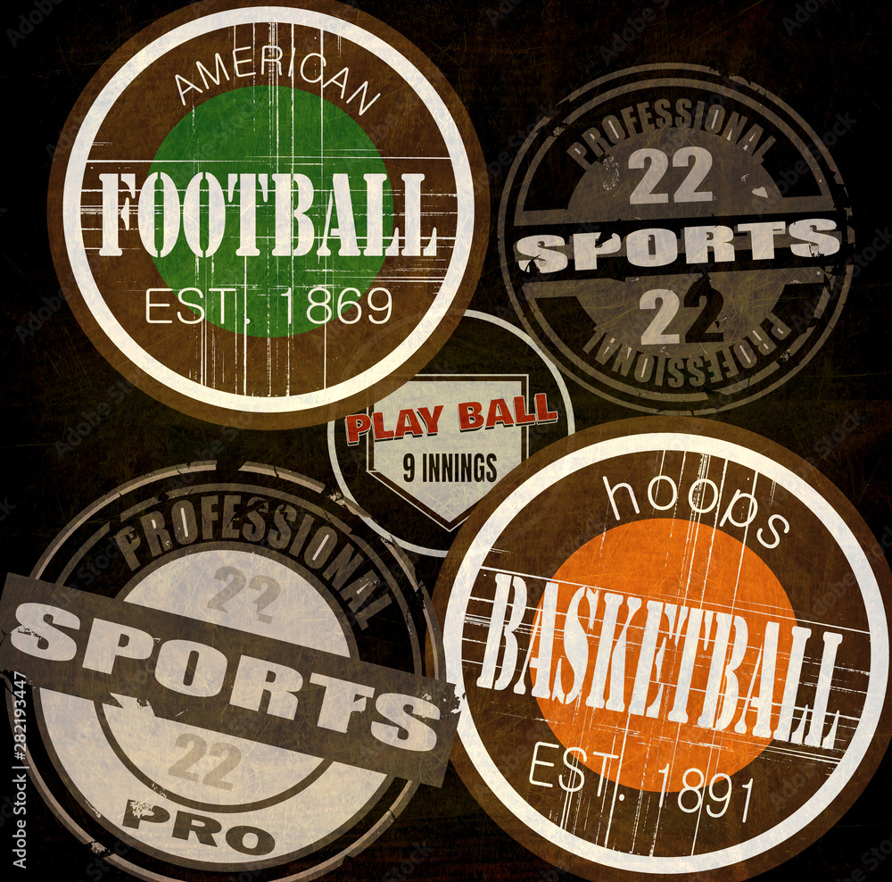 Grunge vintage sports signs collection