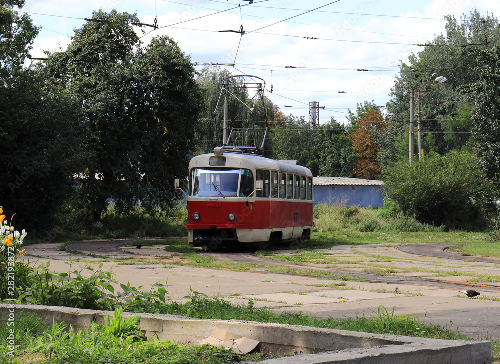 View of the old red tram