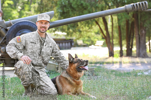 Soldier with military worki...