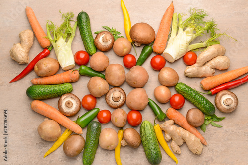 Fototapeta Naklejka Na Ścianę i Meble -  Assortment of fresh vegetables on table