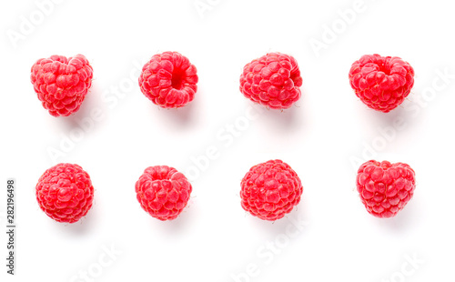 Tasty ripe raspberries on white background