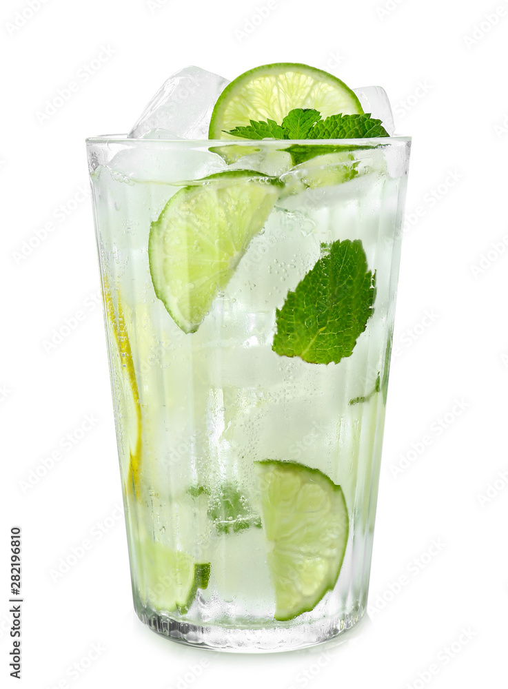 Glass of fresh mojito on white background Glass of fresh mojito on white background