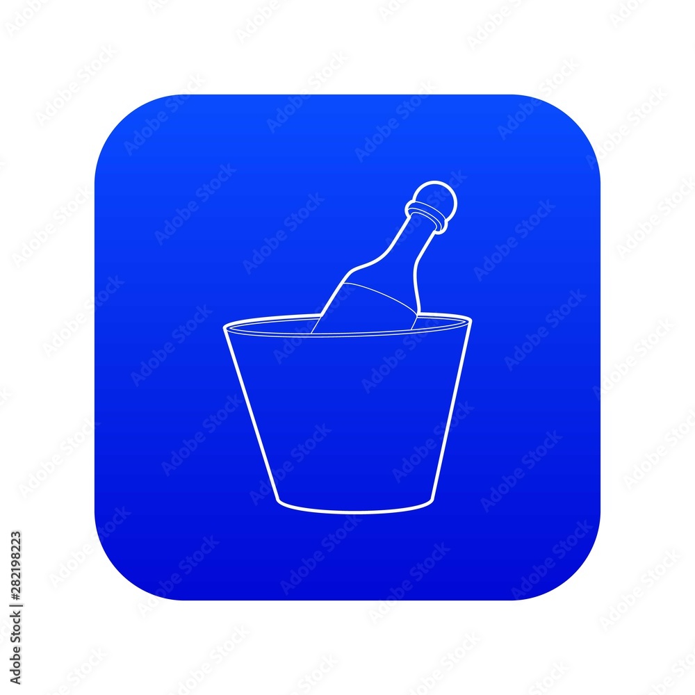 Champagne in bucket icon blue vector isolated on white background Champagne in bucket icon blue vector isolated on white background
