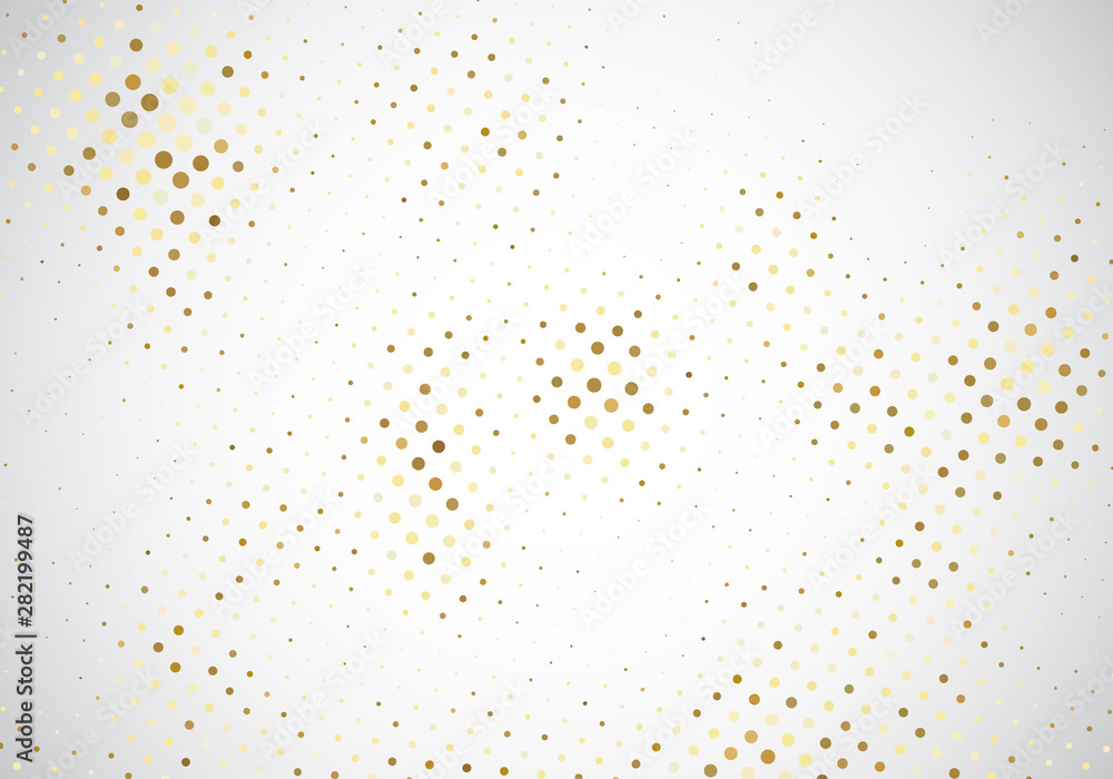 Abstract glitter gold halftone pattern on white background background and texture. Luxury style.