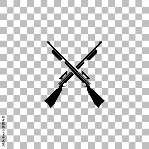 Crossed shotguns, hunting rifles icon flat