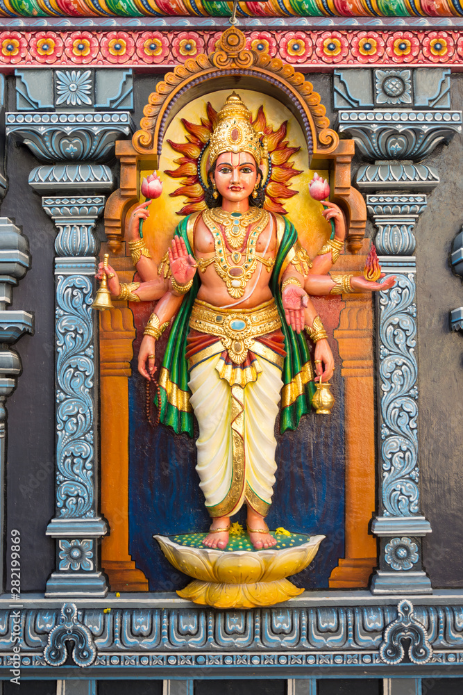 Hindu gods and goddess statues in Sri Krishnan Temple, Bugis, Singapore