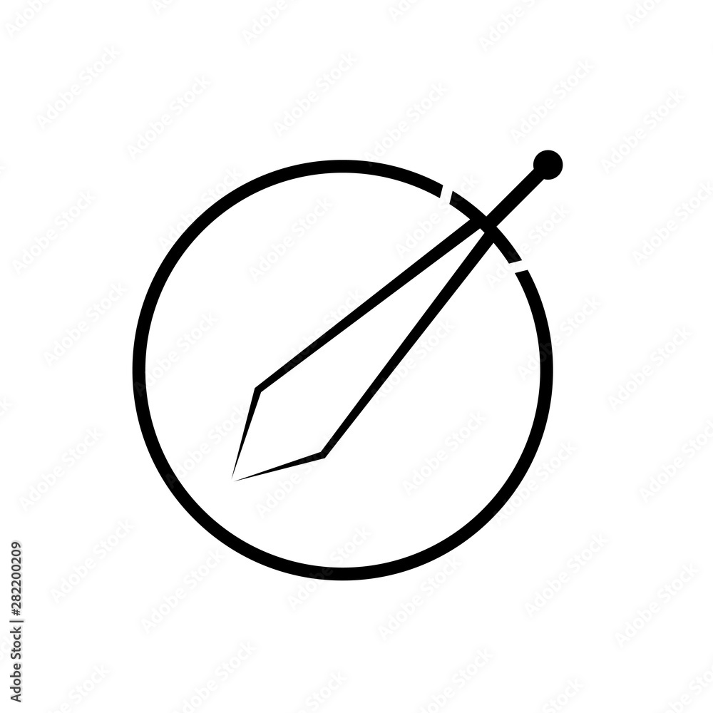 Vector illustration of a shield and sword logo in minimalist style Vector illustration of a shield and sword logo in minimalist style