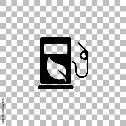 Gas station with leaves icon flat