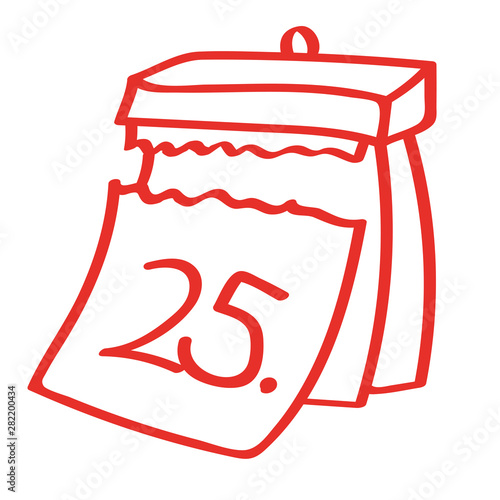 Handgezeichneter Kalender - Tag 25 in rot