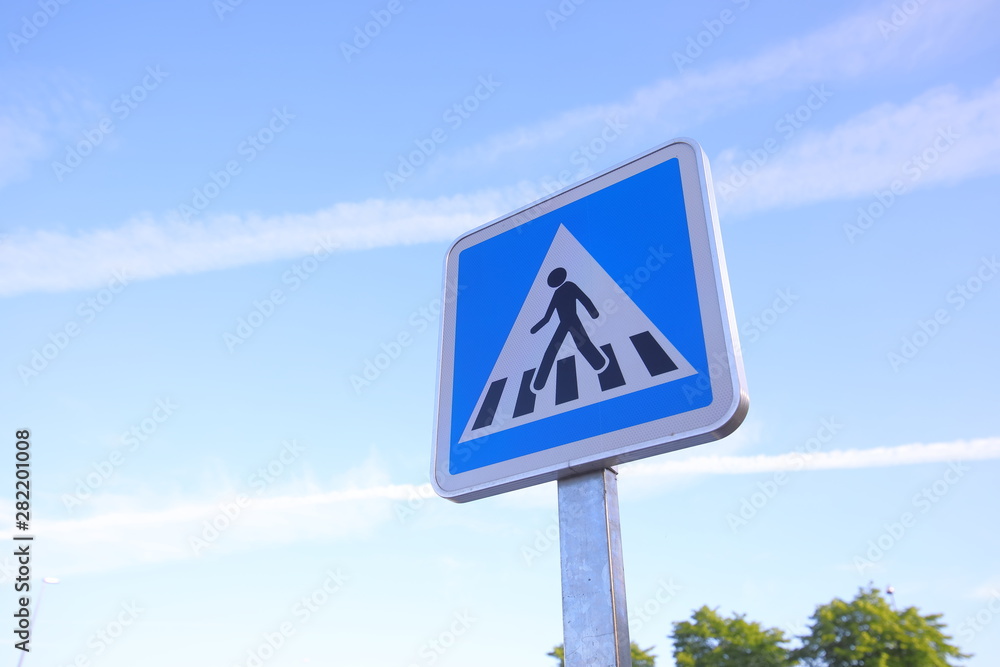 Pedestrian crossing sign Paris France Pedestrian crossing sign Paris France