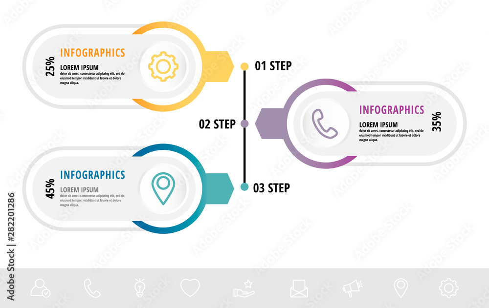 Vector infographic flat template circles for three label, diagram, graph, presentation. Business concept with 3 options. For content, flowchart, step for step, timeline, workflow, marketing Vector infographic flat template circles for three label, diagram, graph, presentation. Business concept with 3 options. For content, flowchart, step for step, timeline, workflow, marketing