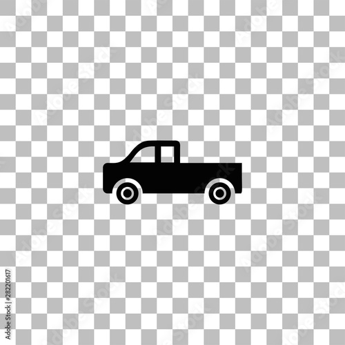 Pickup truck icon flat