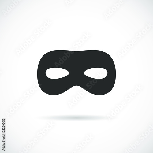 Black mask vector icon. Simple robber silhouette isolated on white background