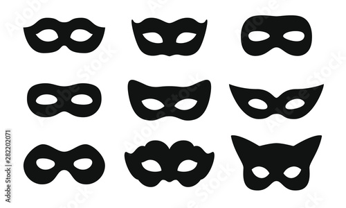 Fényképezés Black mask vector icon collection
