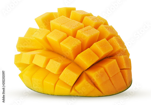 Mango exotic friut cut in half cubes