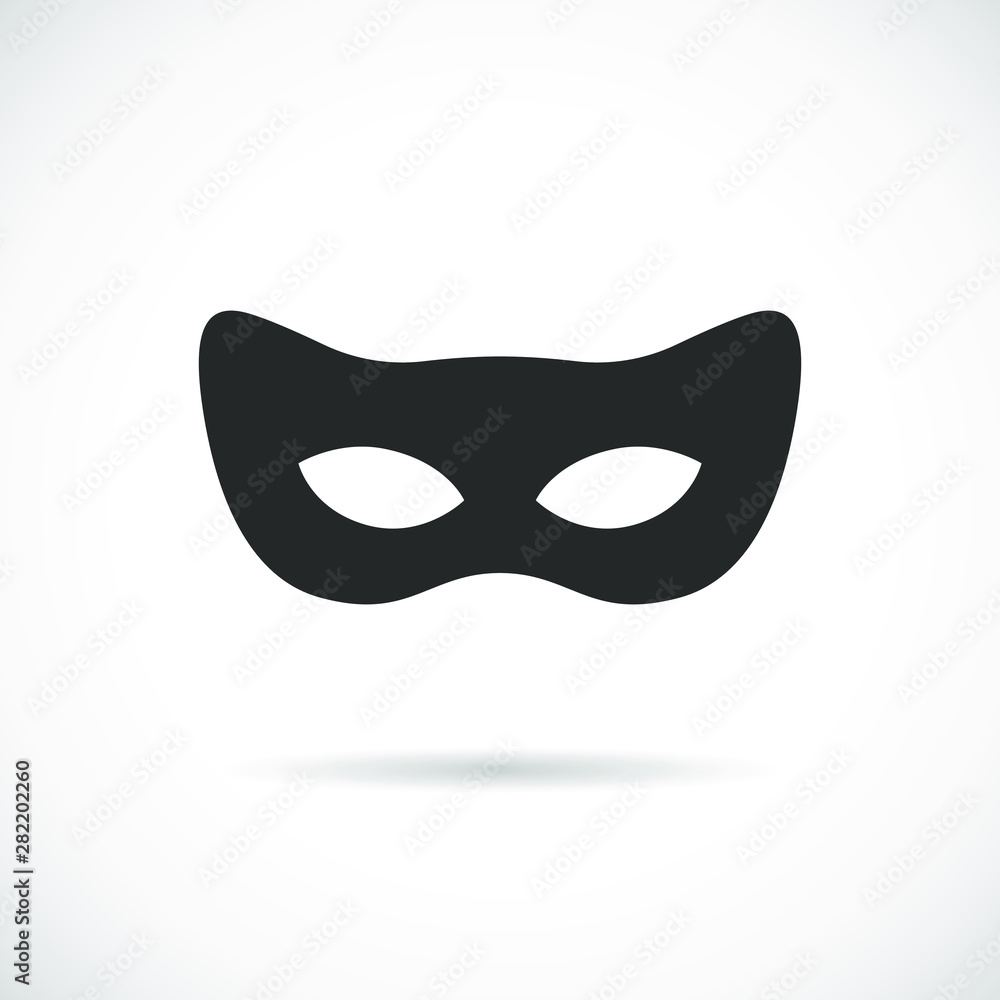 Black cat mask vector icon. Simple silhouette isolated on white background Black cat mask vector icon. Simple silhouette isolated on white background