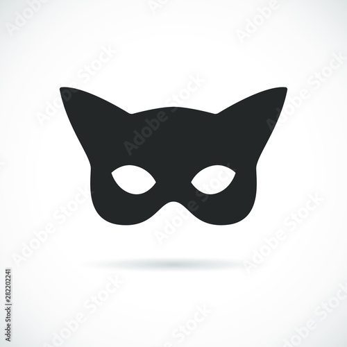 Black cat mask vector icon. Simple  silhouette isolated on white background