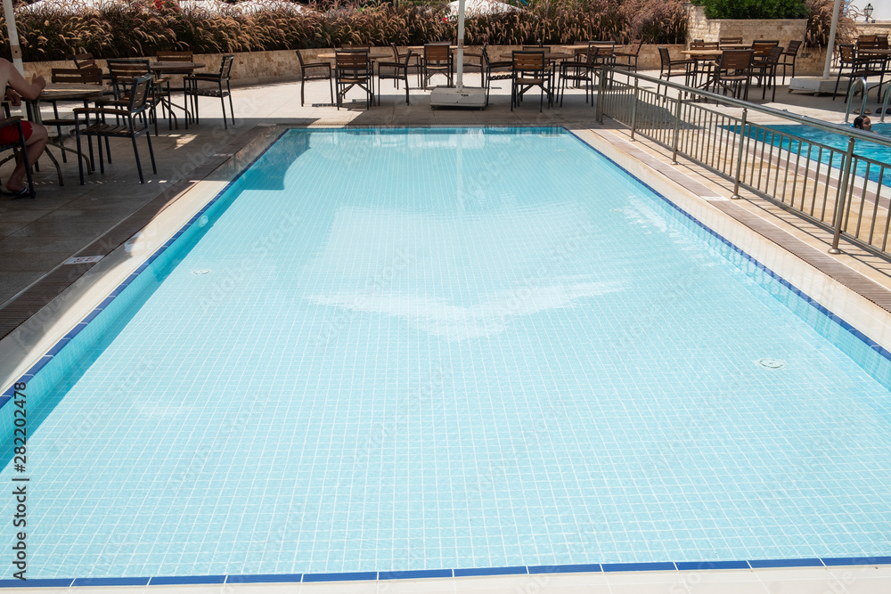 Swimming pool with blue water.