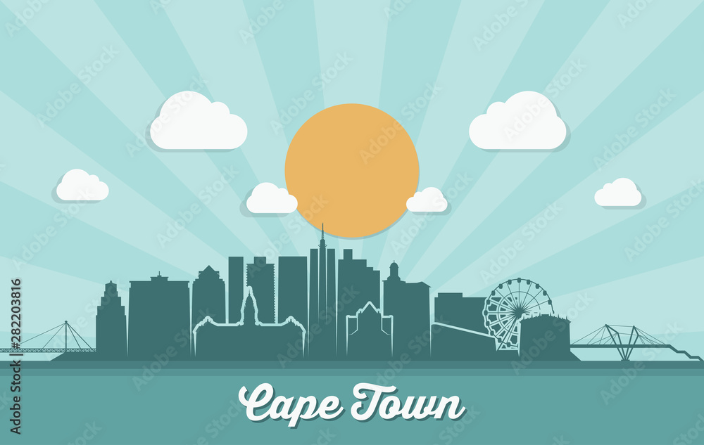 Cape town skyline - South Africa - vector illustration
